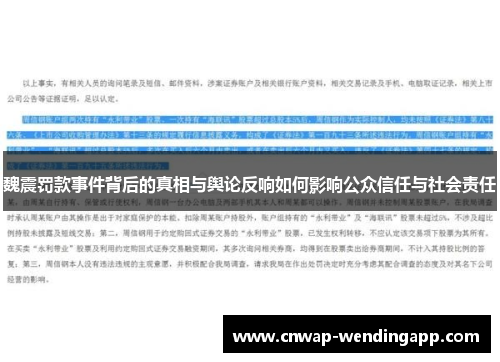 魏震罚款事件背后的真相与舆论反响如何影响公众信任与社会责任